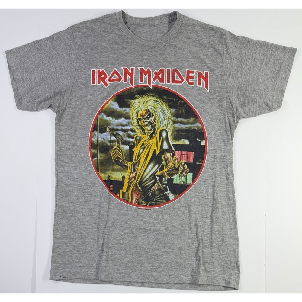 Iron Maiden Eddie Graphic T Shirt Mens L Gray Heavy Metal Band Tee